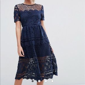 Asos Boohoo Corded Lace Paneled Skater Dress